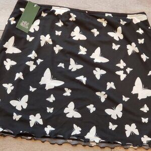 NWT - Wild Fable Women's Black Butterfly Mesh Mini Skirt, Size XL